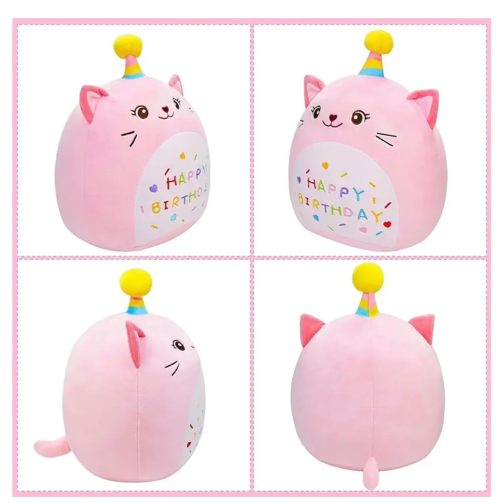 Cute Happy Birthday Pink Cat Plushie Pillow (New Sealed)
